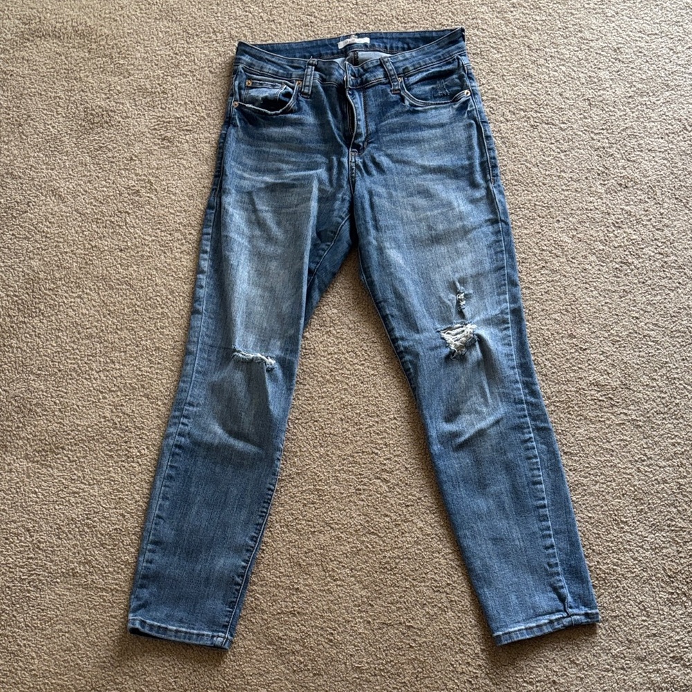 STS Blue Women’s Medium Blue Boyfriend Jeans with Knee Distress